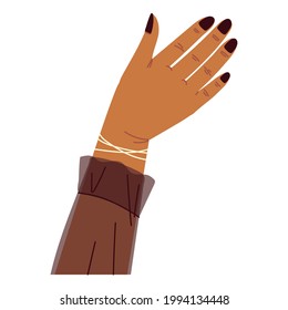 raised hand with black nails isolated