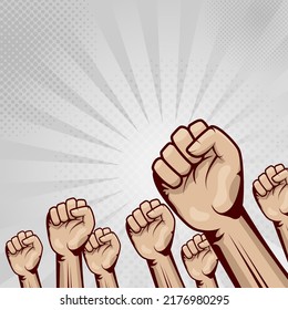 Raised hand with clenched fist illustration background design
