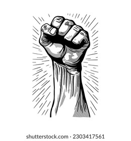 Raised hand clenched fist. vector illustration