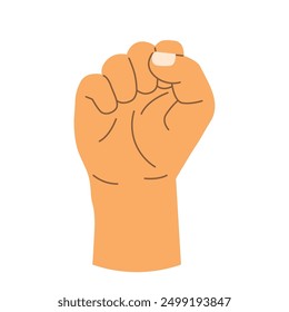 raised hand clenched tightly into a fist; concept of power, resistance and solidarity - vector illustration