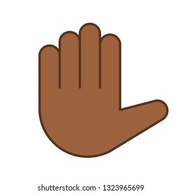 Raised hand emoji color icon. High five. Stop hand gesture. Palm. Counting five. Isolated vector illustration