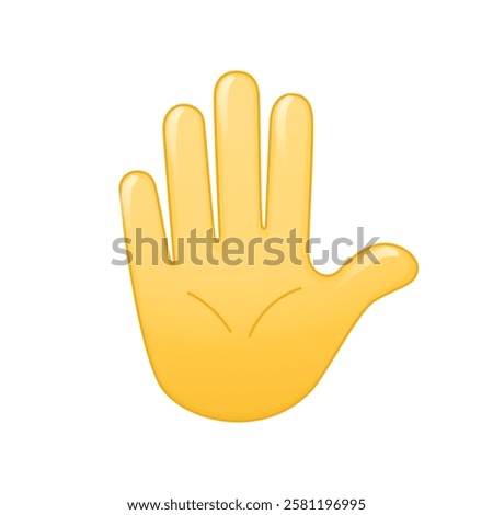 Raised hand emoji vector illustration. Hand with Fingers Splayed Gesture Emoticon. Emoticon showing deny or refuse hand gesture. Stop symbol with raised hand