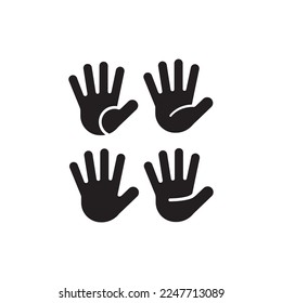 Raised hand with fingers splayed vector flat icon. Isolated raised hand emoji illustration set.