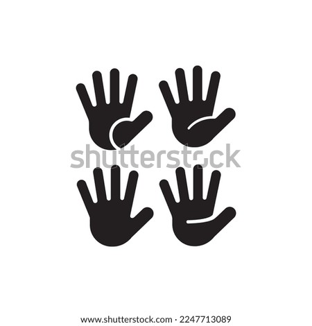 Raised hand with fingers splayed vector flat icon. Isolated raised hand emoji illustration set.
