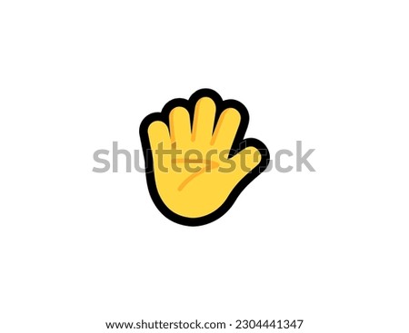 Raised hand with fingers splayed vector icon on a white background. Splayed fingers hand emoji illustration. Isolated hand, splayed fingers vector emoticon