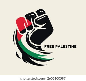 Raised Hand for Free Palestine Solidarity