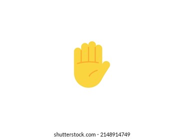 Raised Hand Gesture Emoticon. Vector Raised Hand Emoji