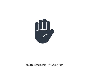 Raised Hand Gesture Emoticon. Vector Raised Hand Emoji