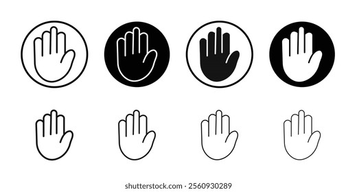 Raised Hand icon Flat outline fill set collection