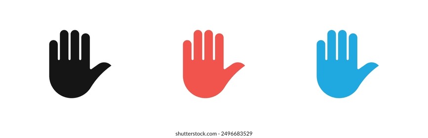 Raised Hand icon outline collection or set in black and white