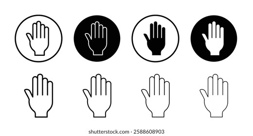 Raised Hand icon Simple outline vector logo