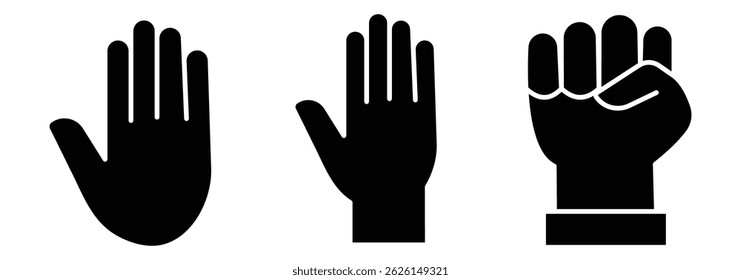 Symbol für erhöhte Hand.  Handsymbol anhalten.  Hand Hallo Symbol. 