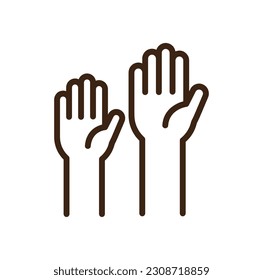 raised hand icon symbol isolated on background