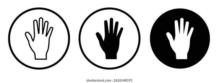 Raised hand icon symbol of stop or interaction. Stop hand icon.  vector illustration eps 10.