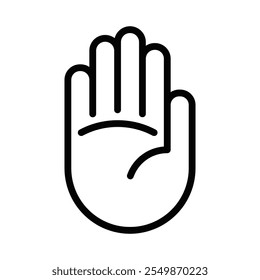 Icono de mano levantada que simboliza la parada o la interacción. Trazo editable.