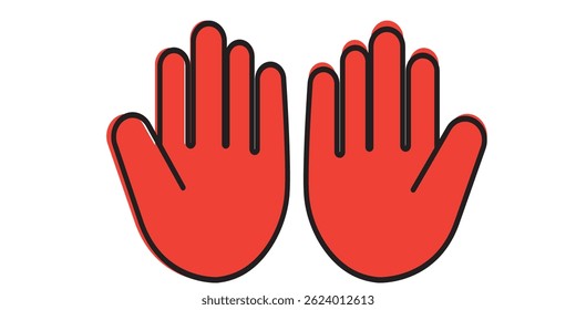 Symbol für angehobene Hand, das Stopp oder Interaktion symbolisiert. Handsymbol anhalten. Set von Hand Hallo-Icons