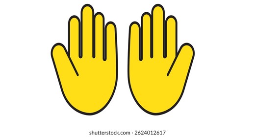 Raised hand icon symbolizing stop or interaction. Stop hand icon. Set of hand hello icons