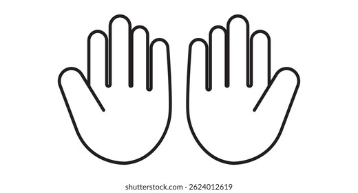 Symbol für angehobene Hand, das Stopp oder Interaktion symbolisiert. Handsymbol anhalten. Set von Hand Hallo-Icons