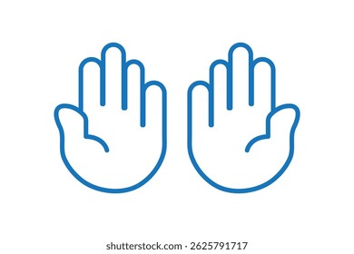 Raised hand icon symbolizing stop or interaction. Stop hand icon. Set of hand hello icons