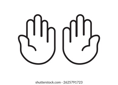 Raised hand icon symbolizing stop or interaction. Stop hand icon. Set of hand hello icons