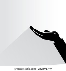 raised hand on white background, flat and shadow theme