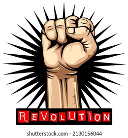 Raised hand revolution fist vector. Protest symbol. Flat design fists vector on white background