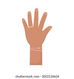 raised hand with ring icon isolated