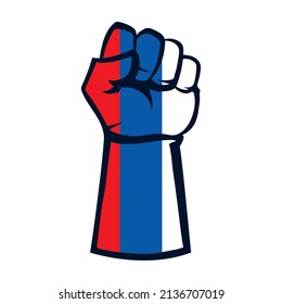 icono de la bandera rusa de mano alzada