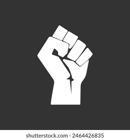 Raised hand sign isolated on dark background. Fist symbol modern, simple, vector, icon for website design, mobile app, ui. Vector Illustration