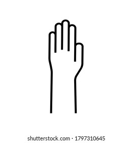 Raised hand sign vector icon on white background.