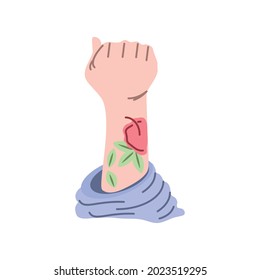 raised hand with tattoo icon isolated