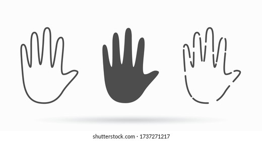 Raised Hand vector flat icon. Hi, bye hand emoji illustration