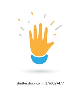 Raised Hand Vector Flat Icon. Hi, Bye Hand Emoji Illustration