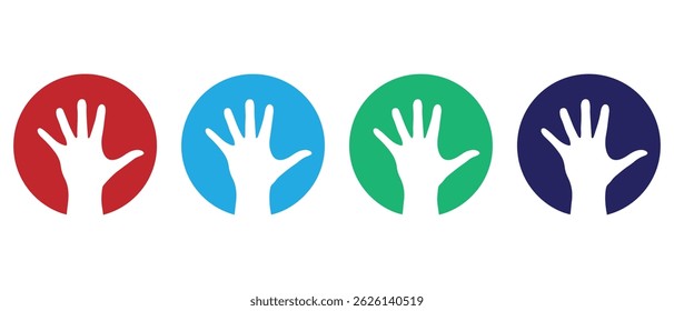 Raised hand vector logo design.