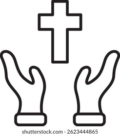 Mãos Levantadas com Símbolo Cruz Representando Fé, Oração e Bênção