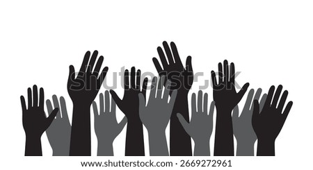 Raised Hands of a Crowd. Participation and Unity