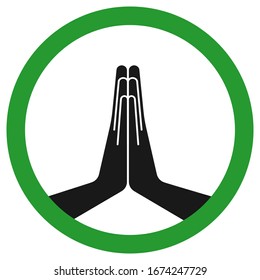 Raised hands in greeting. Vector icon on a transparent background