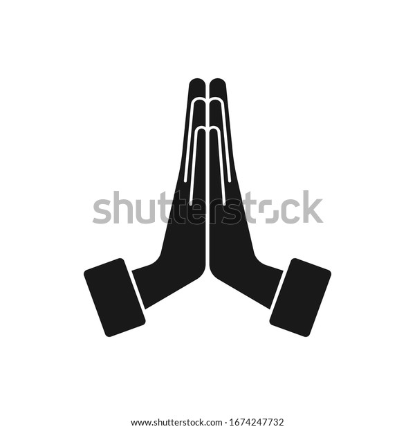 Raised Hands Greeting Vector Icon On Stock Vector (Royalty Free) 1674247732