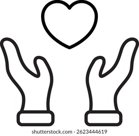 Raised Hands Holding Heart Symbol for Love and Care