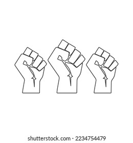 Raised hands icon isolated on white background. Revolution symbol modern, simple, vector, icon for website design, mobile app, ui. Vector Illustration