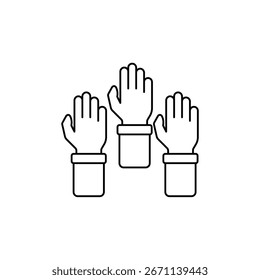 raised hands icon outline editable stroke line drawing eps.
