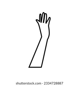 Raised hands icon vector. Hands up illustration sign. palm symbol or logo.