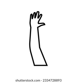 Raised hands icon vector. Hands up illustration sign. palm symbol or logo.