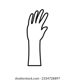 Raised hands icon vector. Hands up illustration sign. palm symbol or logo.
