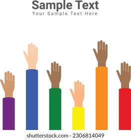 Raised hands lgbt colors vector illustration