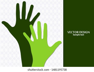 Raised hands, open palms. The concept of charity, volunteering, love, goodness, equality, racial and social issues. Vector illustration for your design.