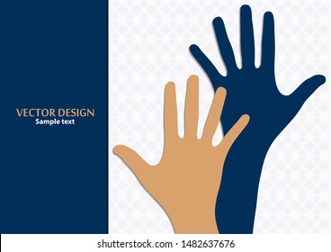 Raised hands, open palms. The concept of charity, volunteering, love, goodness, equality, racial and social issues. Vector illustration for your design.