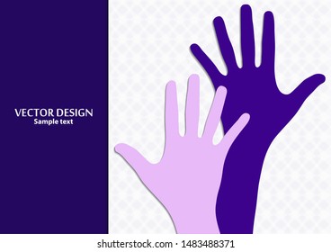 Raised hands, open palms. The concept of charity, volunteering, love, goodness, equality, racial and social issues. Vector illustration for your design.