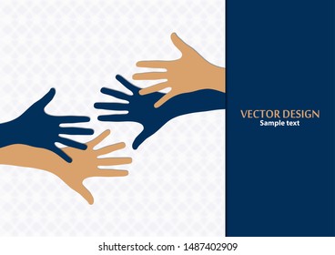 Raised hands, open palms. The concept of charity, volunteering, love, goodness, equality, racial and social issues. Vector illustration for your design.