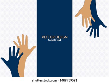 Raised hands, open palms. The concept of charity, volunteering, love, goodness, equality, racial and social issues. Vector illustration for your design.